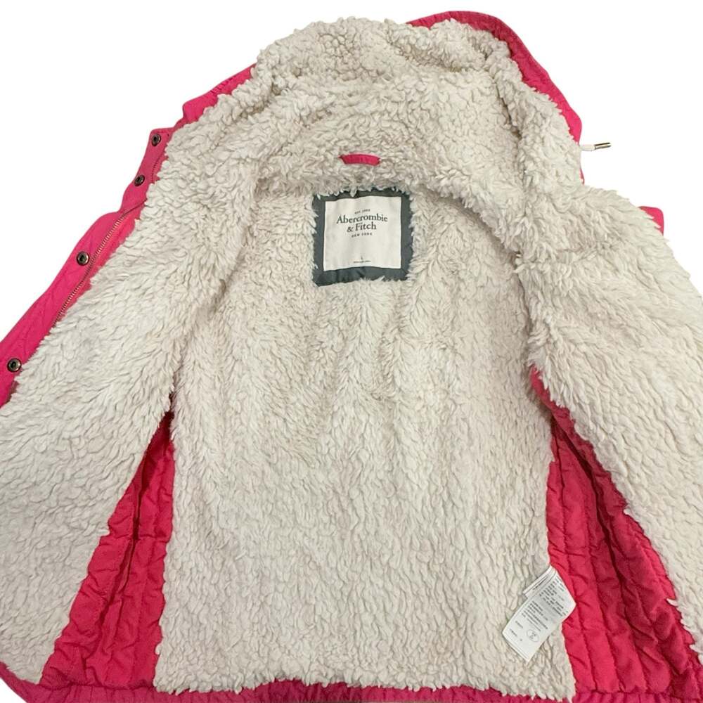 Abercrombie & Fitch Girls Sherpa-Lined Utility Jacket, Hot Pink, Size L - Picture 3 of 9